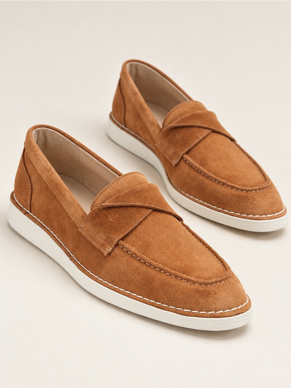 NWOB Brioso Clarence Suede Twisted Loafers Gingerbread Brown Sz 7